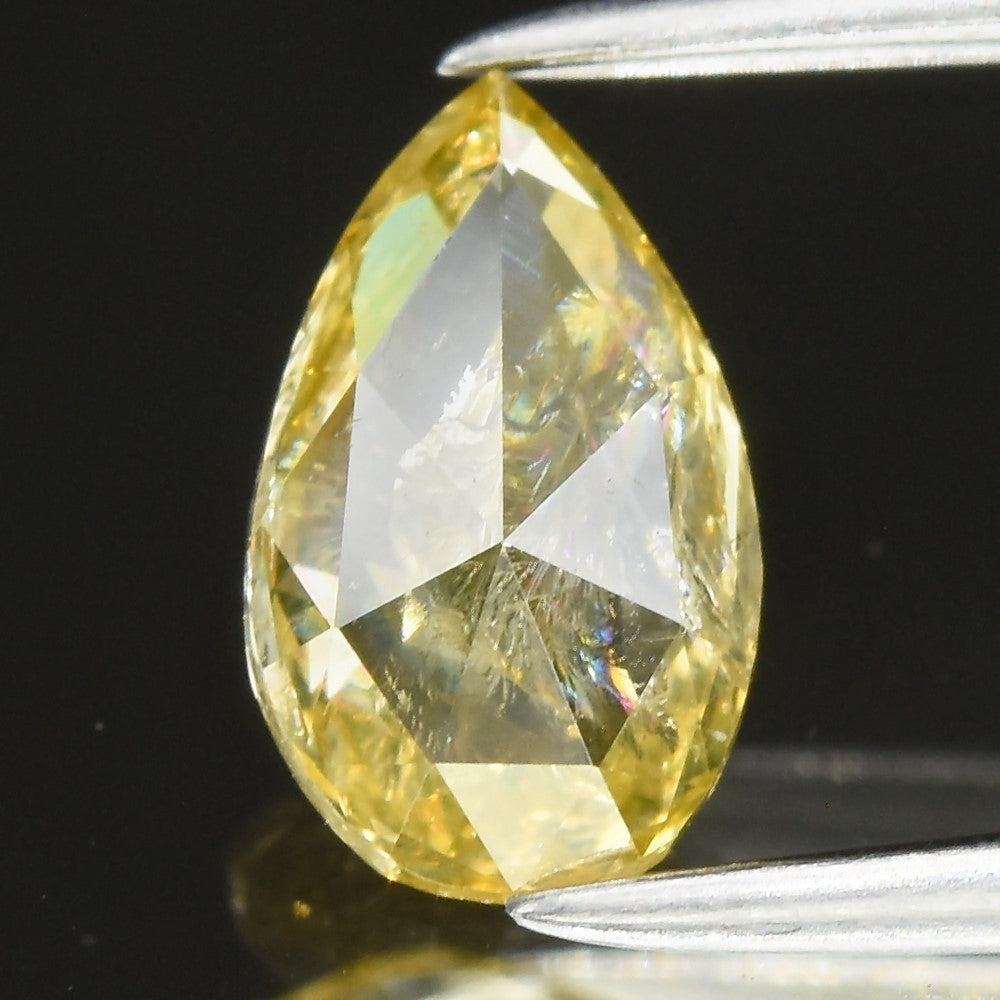 0.63ct 7.5x4.5mm Pear Natural Untreated Fancy Intense Yellow Orange Diamond I1