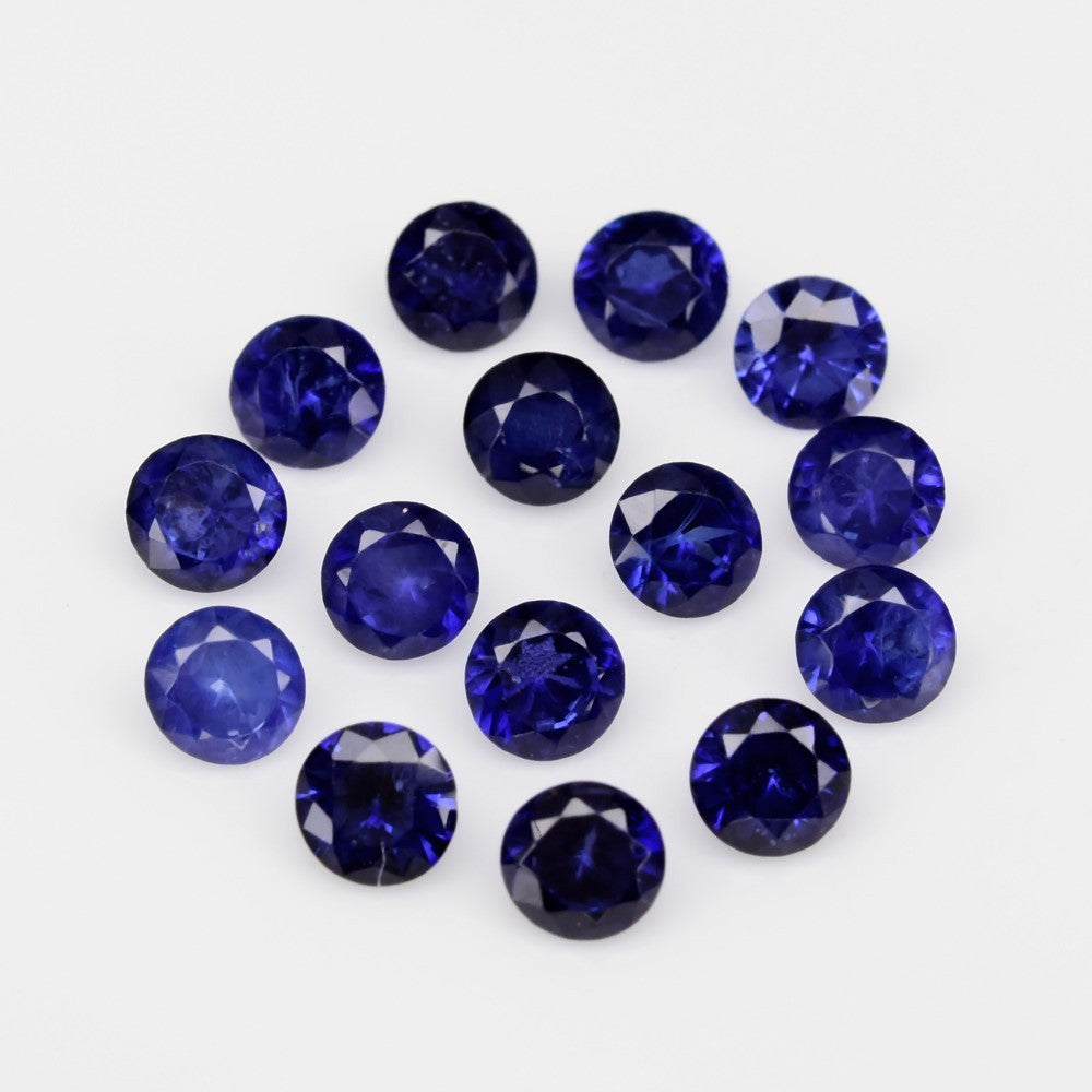 15pcs Lot 2.38ct 3-3.2mm Round Brilliant Blue Sapphire - Ceylon Gems