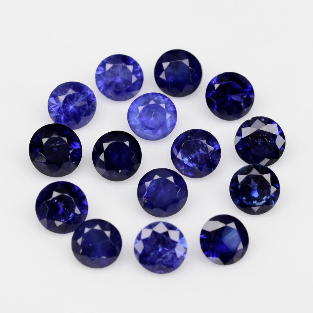 15pcs Lot 2.69ct 3-3.5mm Round Brilliant Blue Sapphire - Ceylon Gems