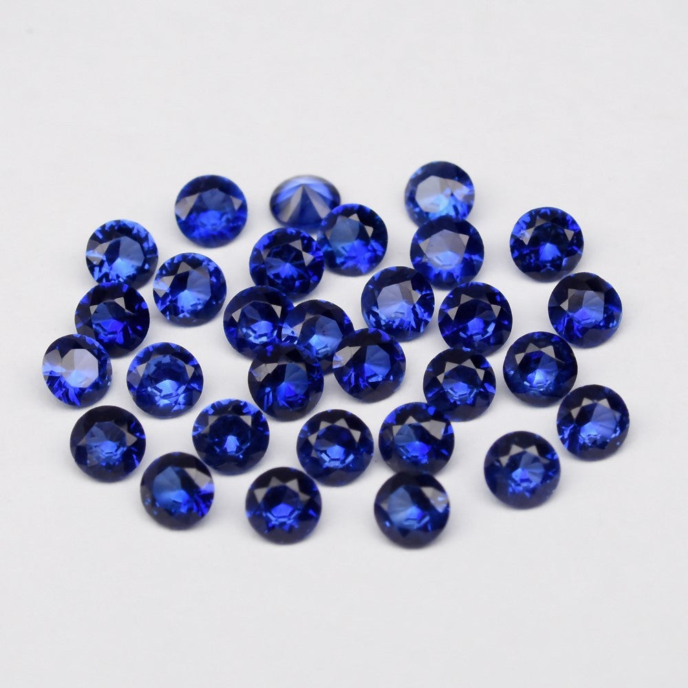30pcs Lot 3.78ct 3mm VS-VVS Round Brilliant Blue Sapphire - Ceylon, Gems