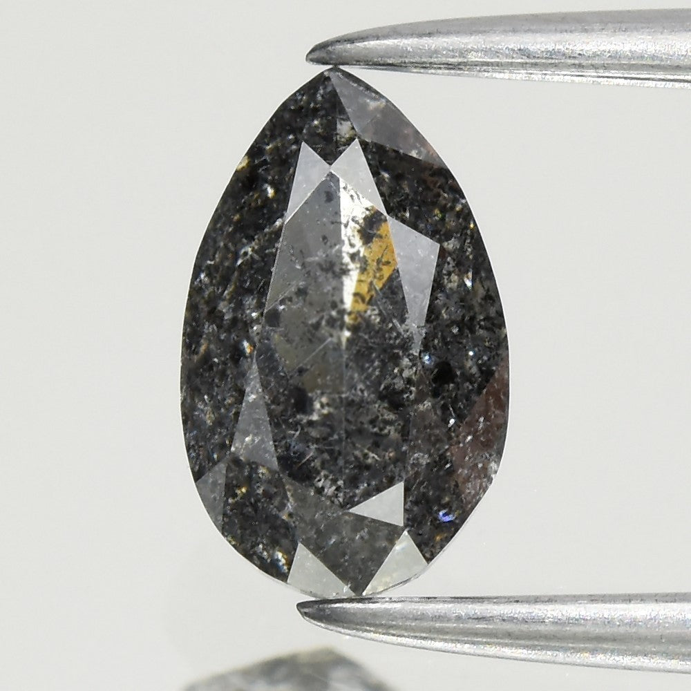 0.69ct 7x4.3mm Pear Natural Untreated Fancy Galaxy Salt & Pepper Diamond I1