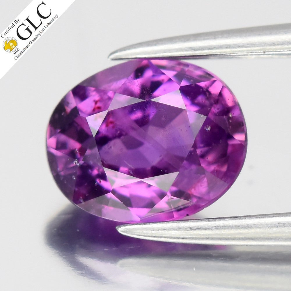 GLC CERTIFIED 1.20ct Oval Natural Purplish Pink Sapphire - Unheated Mozambique