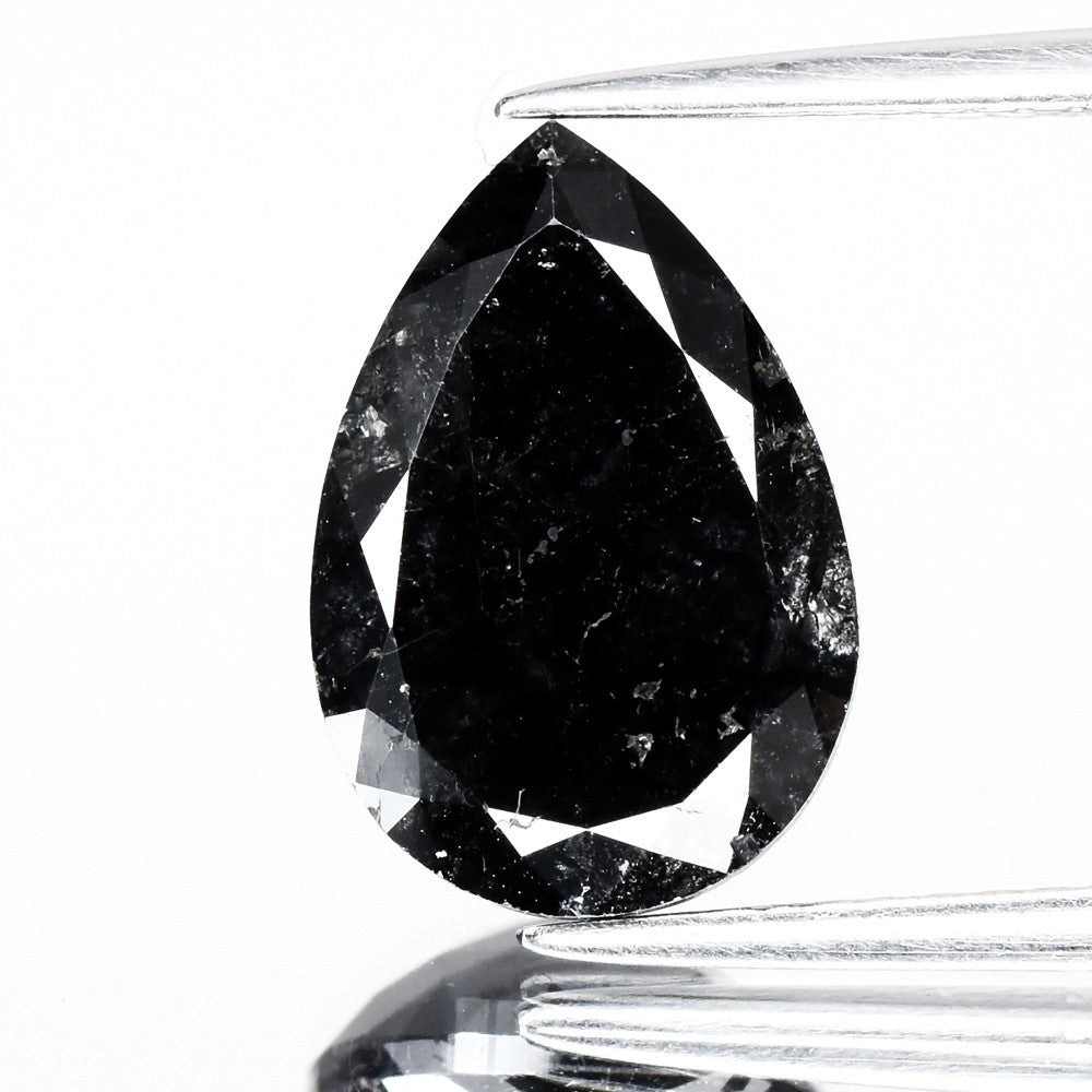 4.06ct 12.59x8.64mm Pear Natural Treated Fancy Jet Black Diamond Opaque (AAA)