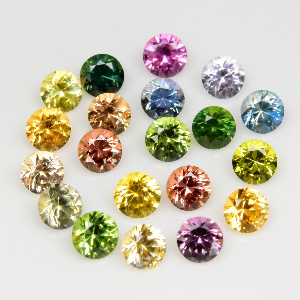 20pcs Lot 2.66ct Round Brilliant Natural Fancy Sapphire - Heated, Madagascar