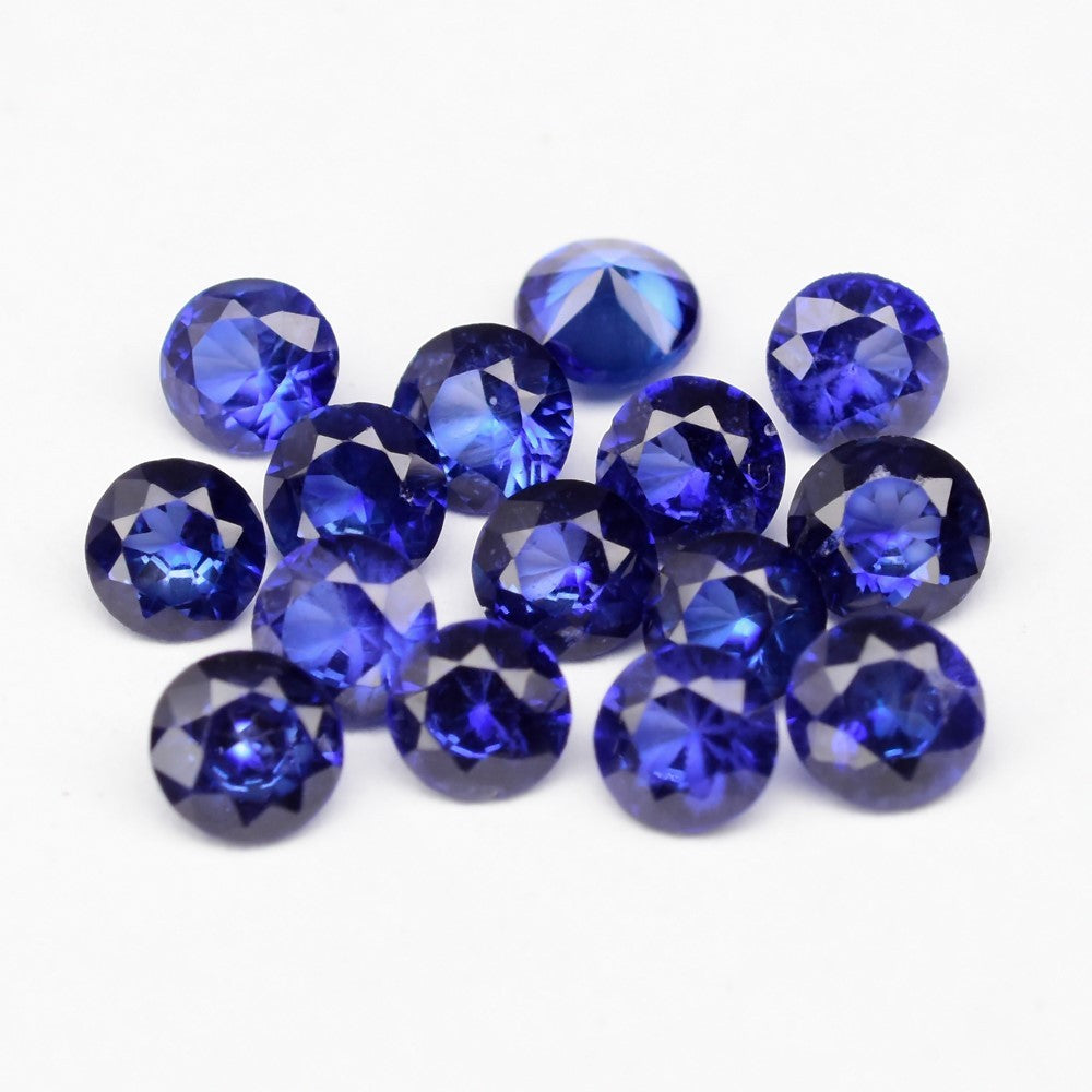 15pcs Lot 3.14ct 3.3-3.7mm Round Brilliant Blue Sapphire - Ceylon Gems