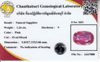 GLC report A167008, natural pink sapphire 1.24 ct, no indication of heating