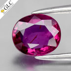 GLC CERTIFIED 0.86ct VS Oval Natural Purple Red Ruby - Unheated Mozambique Gem