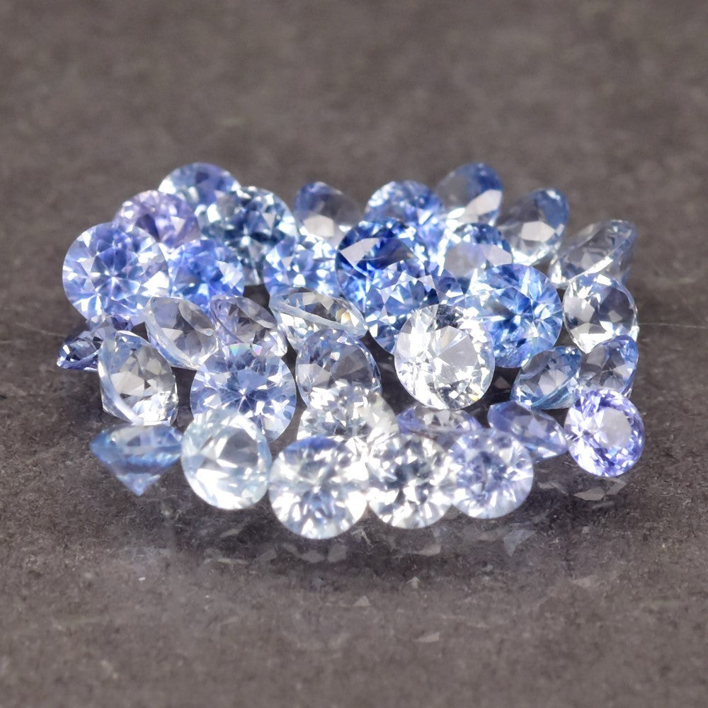 35pcs Lot 2.34ct Round Brilliant Natural Blue Sapphire - Heated, Ceylon Gems