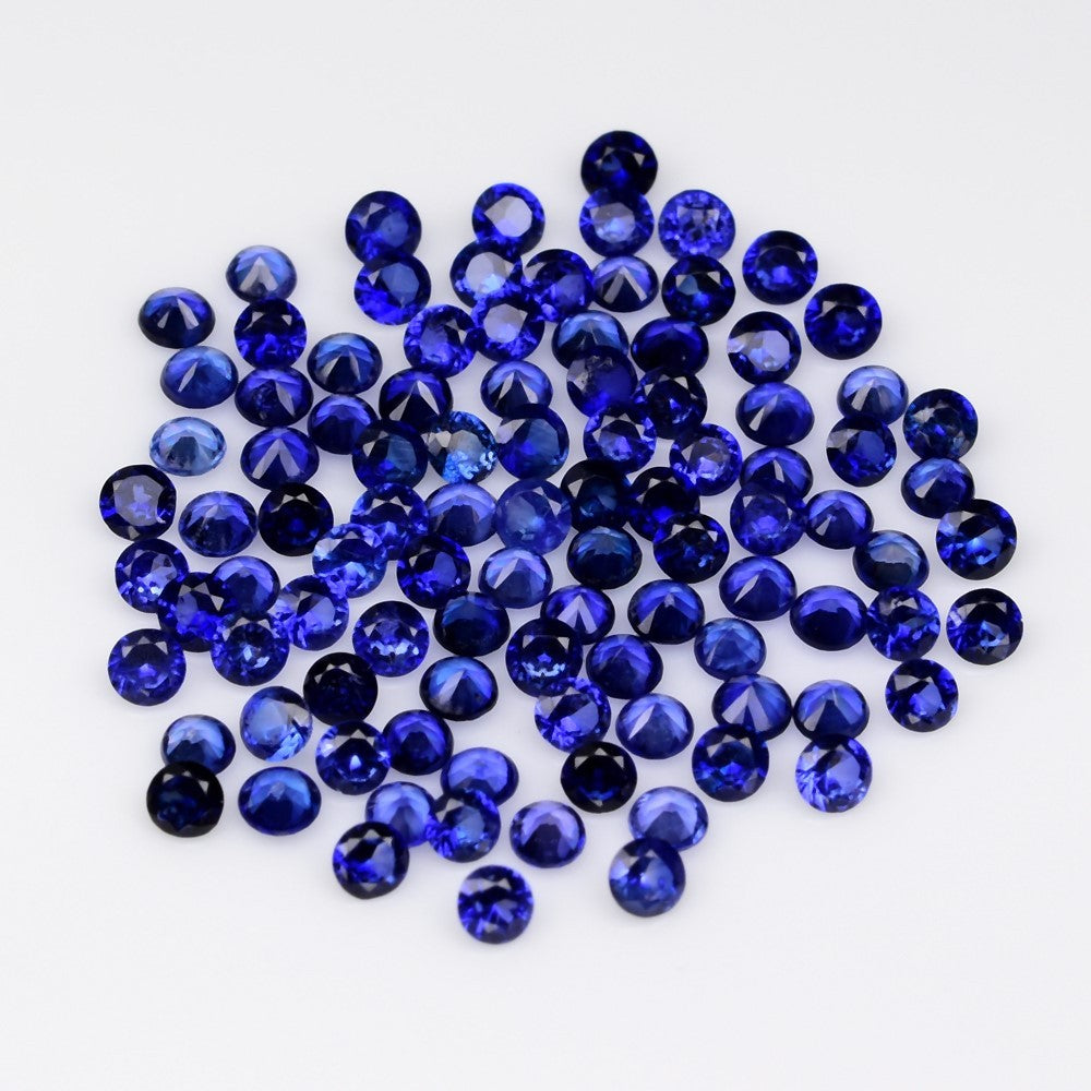 100pcs Lot 4.58ct 2-2.5mm Round Brilliant Blue Sapphire - Ceylon Gems