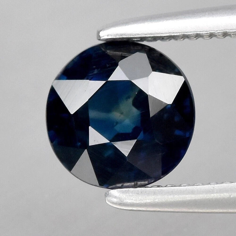 0.87ct 5.4mm VS Round Unheated Greenish Blue Sapphire Gemstone, Africa