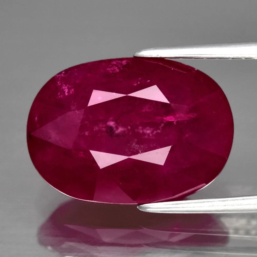 8.17ct 14.2x10mm Oval Natural Purplish Red Ruby Mozambique Gemstone