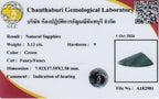 3.13ct VVS Fancy Cut Natural Green Sapphire - Heated, GLC Certified - laboratory report