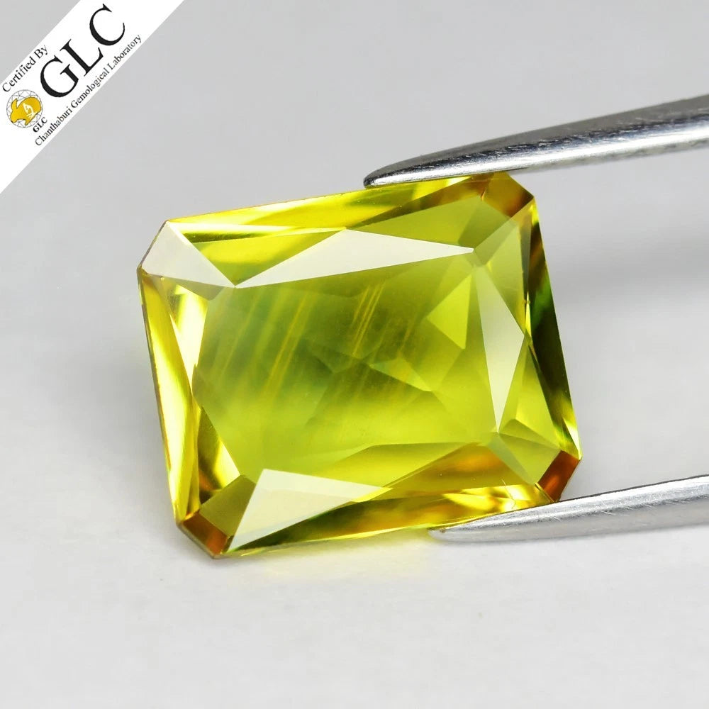 3.77ct VS Octagon Natural Greenish Yellow Sapphire - Unheated, GLC Certified - photo 1