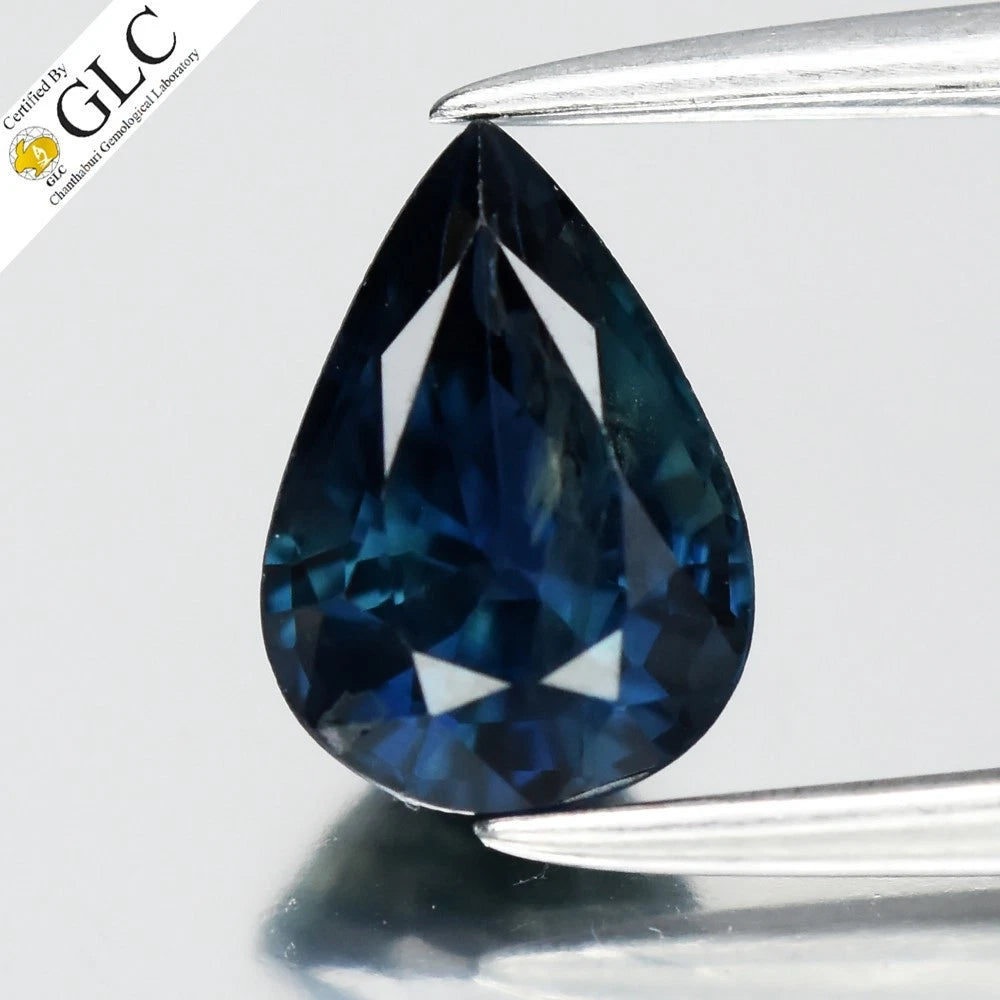 GLC CERTIFIED 0.83ct Pear Natural Blue Sapphire - Unheated, Africa Gemstone