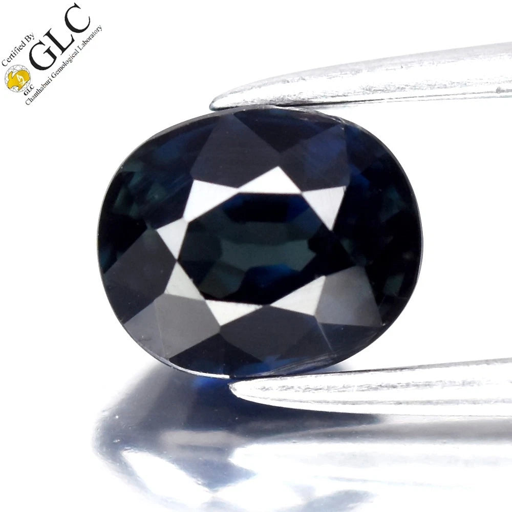 GLC CERTIFIED 1.00ct IF Oval Natural Blue Sapphire - Heated, Africa Gemstone