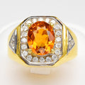 Natural citrine & cubic zirconia ring in 9K yellow gold, item SL-CZY012JWS-001 — view 1
