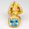 Natural Citrine & Topaz Ring in 925 Sterling Silver (18K Yellow Gold Plated)
