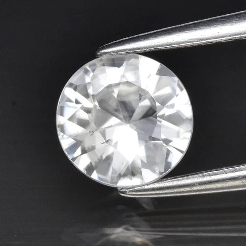 0.93ct 6mm VVS Round Brilliant Natural Gentle Heat White Zircon, Africa