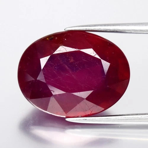 9.36ct Oval Purplish Red Ruby - Heated Glass Filled, Africa Gemstone
