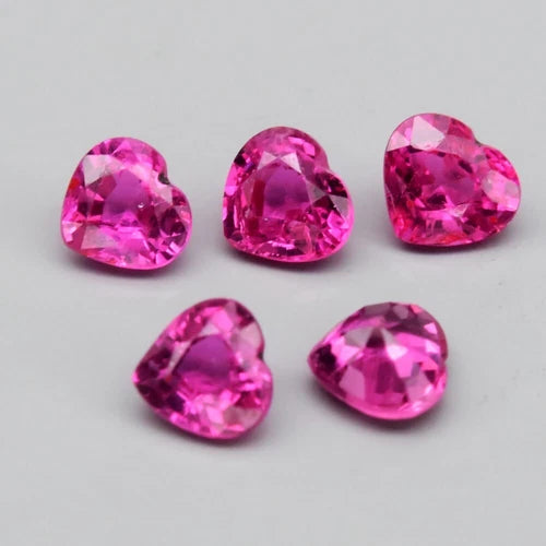 5pcs Lot 1.17ct t.w Heart Unheated Pink Sapphire Gemstone, Mozambique