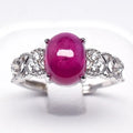 Ruby & Cubic Zirconia Gemstone Fashion Ring in 925 Sterling Silver