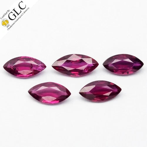 GLC CERTIFIED 5pcs Lot 2.11ct t.w Natural Purplish Red Ruby - Unheated, Gems