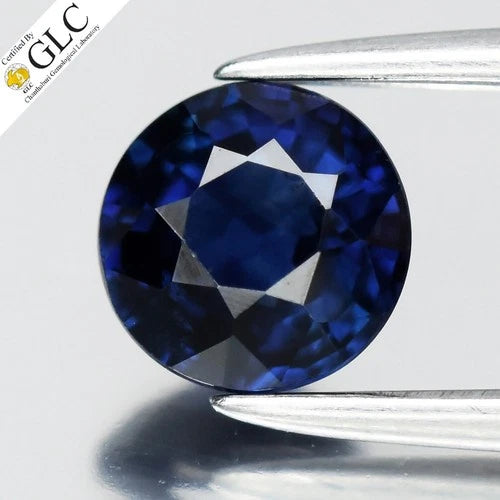 GLC CERTIFIED 0.65ct VVS Round Natural Blue Sapphire - Heated, Africa Gemstone