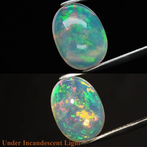 4.44ct Oval Cabochon Natural White Opal - Spectral Play, Elegant Ethiopia Gem