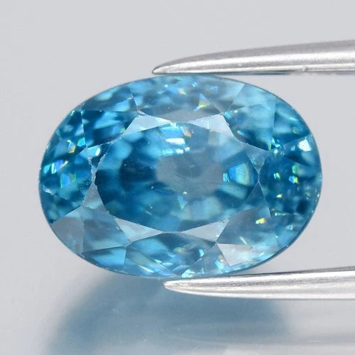 5.05ct 9.7x7mm Oval Natural Blue Zircon - Gentle Heat, Cambodia Gemstone