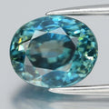 3.42ct VVS Oval Natural Greenish Blue Zircon - Gentle Heat, Cambodia Gemstone