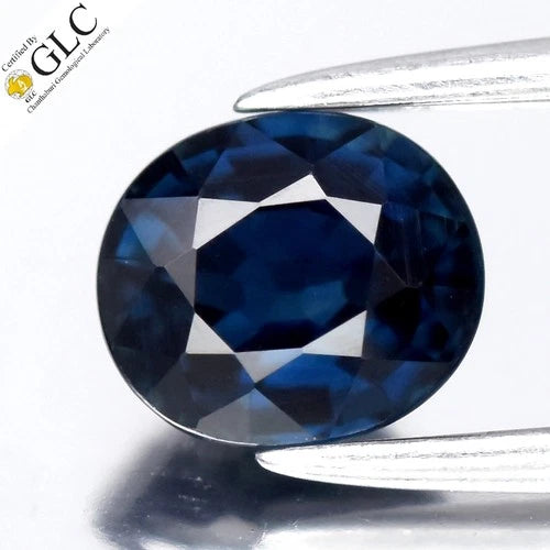 GLC CERTIFIED 0.88ct IF Oval Natural Blue Sapphire - Heated, Africa Gemstone