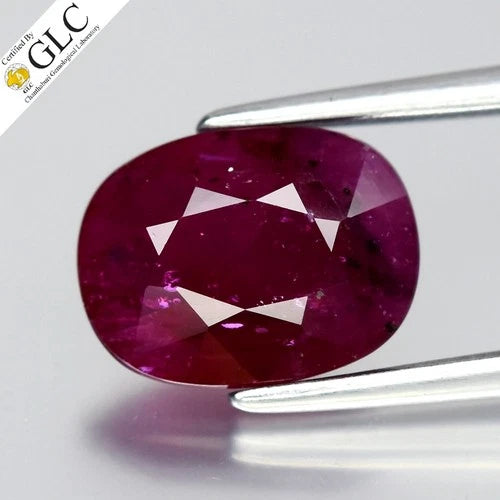 GLC CERTIFIED 2.28ct Natural Purplish Red Burmese Ruby - Heated Only No Glass