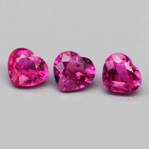 3pcs Lot 0.86ct t.w Heart Unheated Pink Sapphire Gemstone, Mozambique