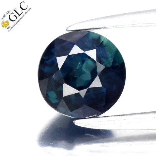 GLC CERTIFIED 0.65ct VVS Round Natural Greenish Blue Sapphire - Heated, Gem