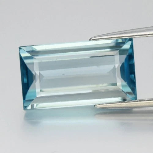 8.85ct 14.8x8.3mm VVS Baguette Natural Blue Zircon - Gentle Heat, Cambodia Gem
