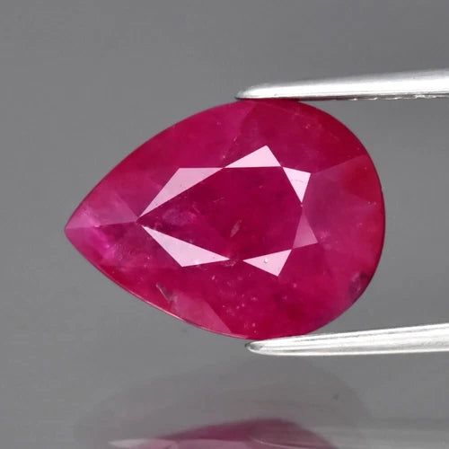 5.67ct 13x9.7mm Pear Purplish Red Ruby Mozambique Gemstone