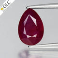 GLC CERTIFIED 1.39ct Pear Natural Purplish Red Ruby - Heated, Mozambique Gem