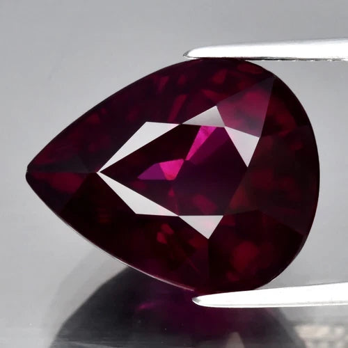 Big 11.85ct 15x12.2mm VS Pear Natural Reddish Purple Rhodolite Garnet Madagascar