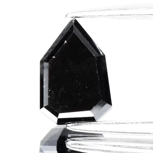 1.57ct Step Cut Natural Treated Fancy Jet Black Diamond Opaque (AAA) Africa