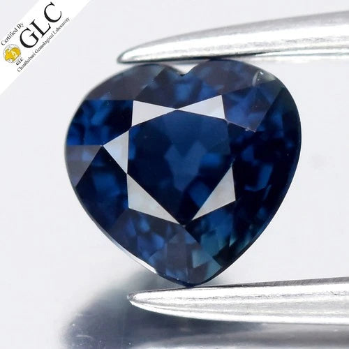 GLC CERTIFIED 0.63ct IF Heart Natural Blue Sapphire - Heated, Africa Gemstone