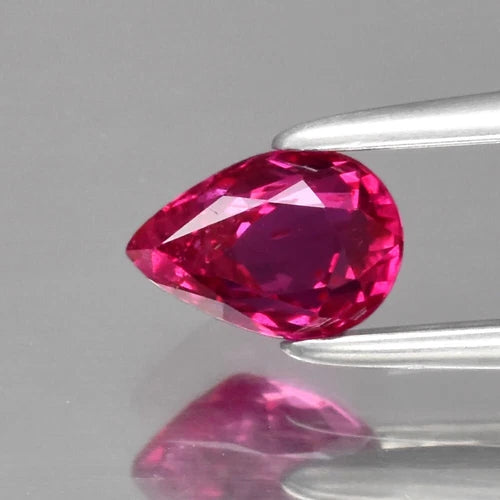 0.50ct 5.4x3.7mm Pear Natural Unheated Purplish Red Ruby Gemstone Mozambique