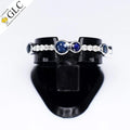 GLC CERTIFIED Natural Sapphire Ring 0.46ct in 18K WHITE GOLD 0.12ct G,H/VS Dia