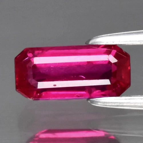 0.90ct 7.3x3.4mm Octagon Natural Pinkish Red Ruby Mozambique, Gemstone
