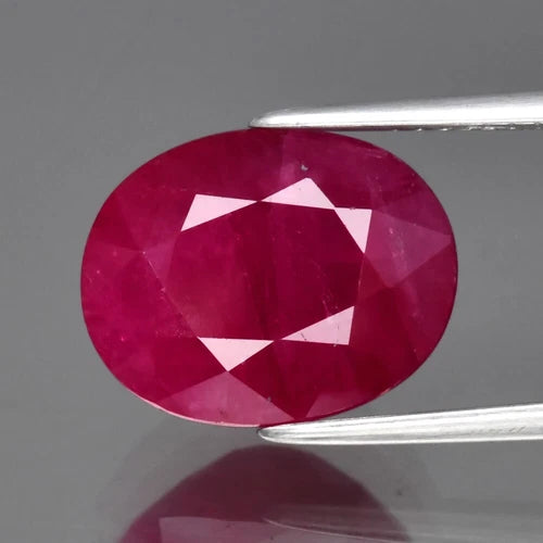 7.45ct 12.5x9.8mm Oval Purplish Red Ruby Mozambique Gemstone
