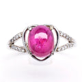 Ruby & Cubic Zirconia Gemstone Fashion Ring in 925 Sterling Silver