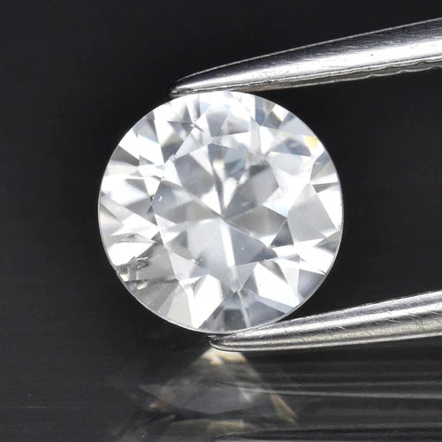 1.42ct 6.5mm VS Round Brilliant Natural Gentle Heat White Zircon, Africa