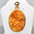 Natural Yellow Druzy Citrine Pendant in 925 Sterling Silver (Gold Plated)