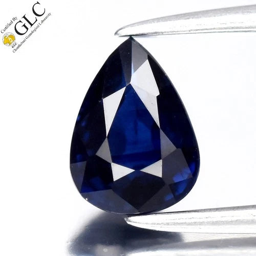 GLC CERTIFIED 0.66ct VVS Pear Natural Blue Sapphire - Heated, Africa Gemstone