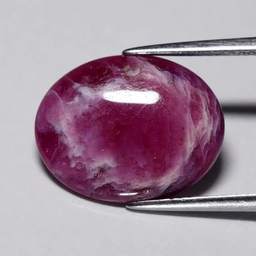 7.54ct Oval Cabochon Purplish Red Ruby - Heated Glass Filled, Africa Gemstone
