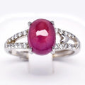 Ruby & Cubic Zirconia Gemstone Fashion Ring in 925 Sterling Silver